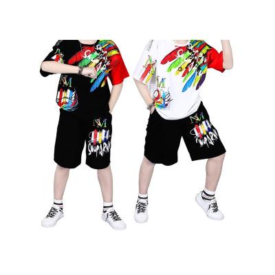 China Street Style 2021 Summer New Graffiti Clothes Hip Pop Street Style Boy 2 Piece Children Clothing Sets for sale