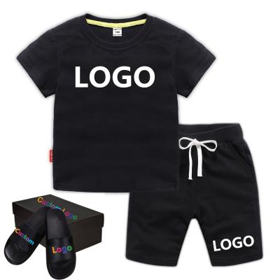 China Fashion Match Custom Logo Design Print Children's Summer Casual Outdoor Short Sleeve Clothing Sets for sale