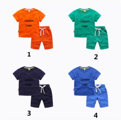 China China Factory Wholesale Breathable 100% Cotton Shorts Sleeve Baby Kids Clothes Shirt Sets for sale