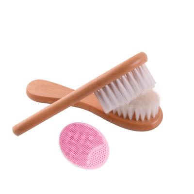 China Baby Goat Compact Wooden Hair Brush | Eco friendly hair brush for newborn and toddler girl/boy with a silicone brush zu verkaufen