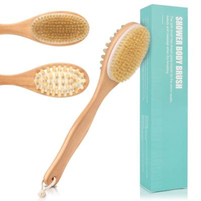 Κίνα Long Handle Cleaning Supplies Rechargeable Wooden Bath Body Brush for Wet/Dry Brushing Shower Hook προς πώληση