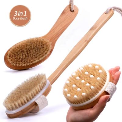 China Long Handle Wholesale Body Brush Wooden / Bamboo Handle Boar Stiffens Bath Body Brush Te koop