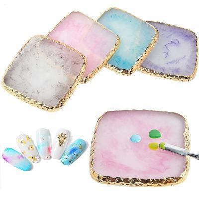 China Wholesale Factory Natural Resin Stone Square Boart Color Palette Nail Art DIY Nail Polish Tip Show Nail Art Resin Palette Many Colors for sale