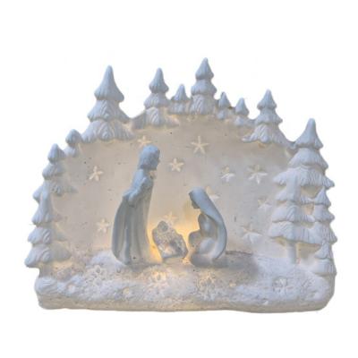 China Christmas Deoration Best Price To Light Holy Christmas Family Catholic Ceramic Led Candle Holder Indoor Gift for sale