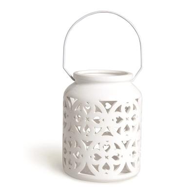 China Wholesale Custom Luxury Ceramic Hanging White Candle Garden Lanterns for sale