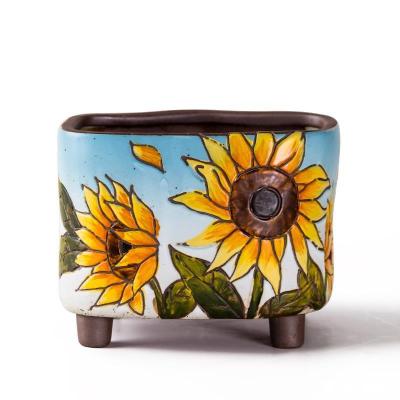 China Modern original hand-painted creative meat vintage flowerpot ceramic flowerpot sunflower pot for sale