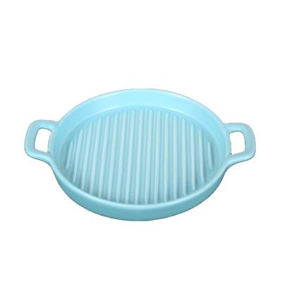 China Nordic Creative Design Porcelain Handle Stocked Multifunctional Colorful Bakeware for sale