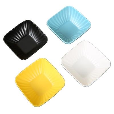 China Multicolor Hot Selling Stocked Ceramic Quadrangle Food Dishes for sale