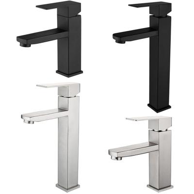 China Metered Faucets Black Square Bathroom Sink Faucet Single Handle Basin Faucet Bathroom Faucet Toilet Deck Mounted Basin Faucets for sale