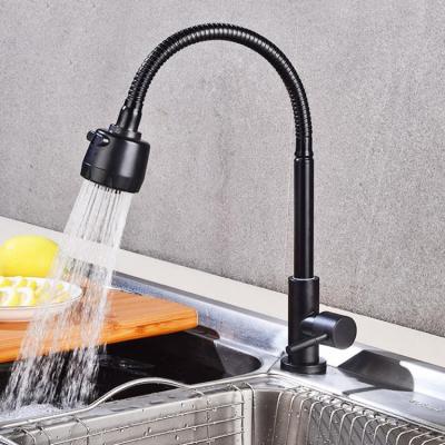 China High Sense Faucets 304 Stainless Steel Kitchen Arc Taps Black Cold Water Single Tap 720 Degree Swivel Kitchen Faucet For Sink for sale