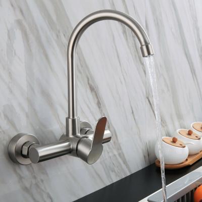 China Cheapest SUS304 Stainless Steel Sense Faucets Sink Vessel Hot Cold Water Mixer Tap Wall Mount Faucet Kitchen Faucets With Mixer for sale