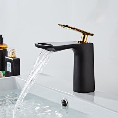 China Modern Brass Black Faucet Thermostatic Handle Basin Faucets Bathroom Sink Faucet Torneira De Banheiro Griferia Grifo De Lavab Single for sale