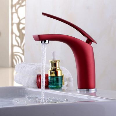 China Modern Red Brass Metered Water Mixer Basin Faucet Bathroom Basin Mixer Sink Faucets Basin Faucets Bathroom Faucets for sale