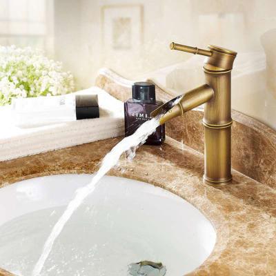 China Thermostatic Faucets Asia Popular Traditional Bamboo Deck Mount Basin Faucet GLOBE Brown Finish Medium Bathroom Faucet for sale