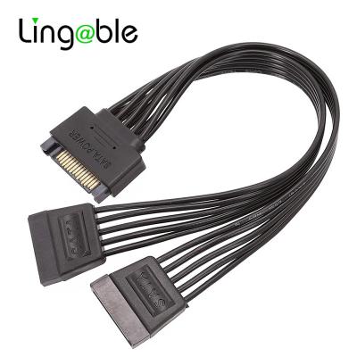 China For Splitter SATA 15 Pin Male 1 To 2 Dual 15 Pin Female Cable Cord Hard Drive Power Supply Video Card 15pin Lingable For DIY PC Split 18AWG for sale