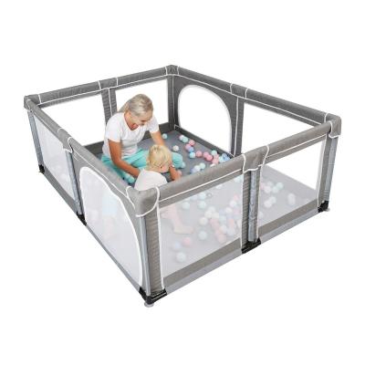 China Portable High Quality Multifunctional Baby Play Yard Supplier European Standard Metal Frame Easy Folding Playpen for sale