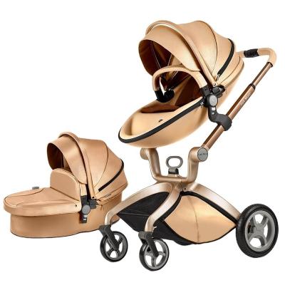 China New High Landscape Fashion Mum Warm Eco-leather 2 In 1 Luxury Baby Stroller for sale