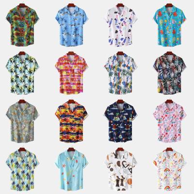 China Manufacturers Anti-Pilling Custom Printed Floral Hawaiian Silk Beach Mens Shirts Funny V Neck Casual Shirts For Men Button Up Plain Shirts for sale