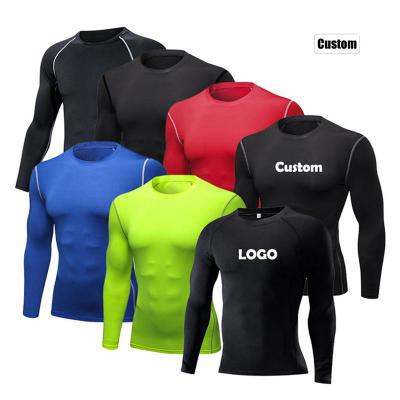 China Rash Guard 90% Long Sleeve T-Shirt Gym Muscle Custom White T-Shirts Long Sleeve Compression Mens 10% Polyester Fitted Rash Guard For Men for sale