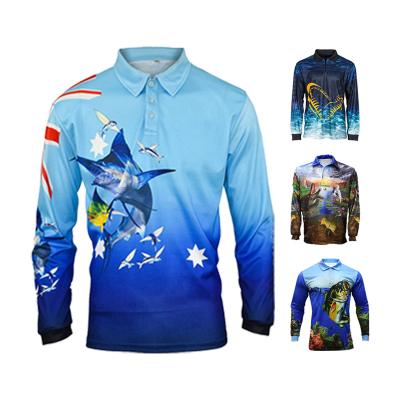 China Polo Style Long Sleeve Pullover Antibacterial Custom Design Men Sport Fishing Tank Top Printed Long Sleeve Shirt Fishing Suits for sale