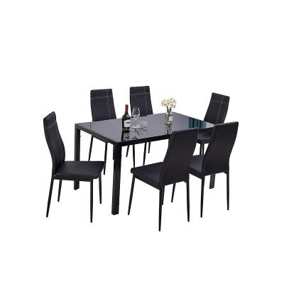 China Cooling Dining Tables And Chairs Set For Dining Room Modern Tempered Glass Square Widening Dining Table Set 6 Chairs for sale