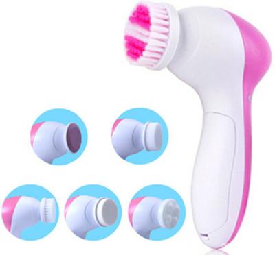 China Top 10 Products Face Shrink Electric Silicone Cleaners Best Selling Face Brush 5 Cleaning Heads for sale