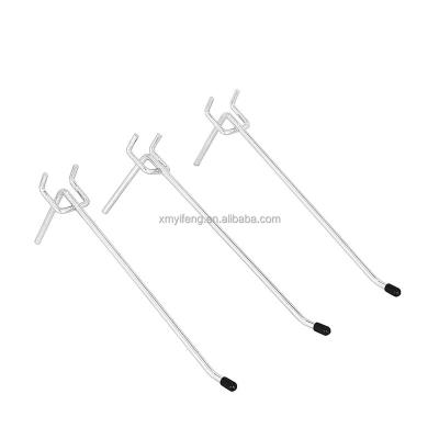 China Store Merchandise Display Popula Supermarket Or Stores Single Line Chrome Or Zinc Hook With Price Tag Pegboard Display Hooks for sale