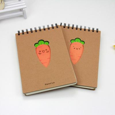 China Promotion/School/Office Student Recycle Brown Kraft Paper Hollow Notebook Wire Carrot Spiral Notebook Wholesale for sale