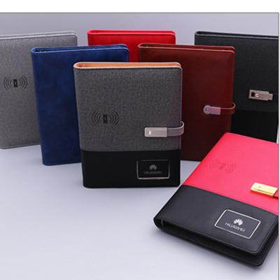 China Promotion\Business\School\Office\Meeting Radio Charger Advertising LCD Media VCRs Display Diary Planner Notebook With Power Bank for sale