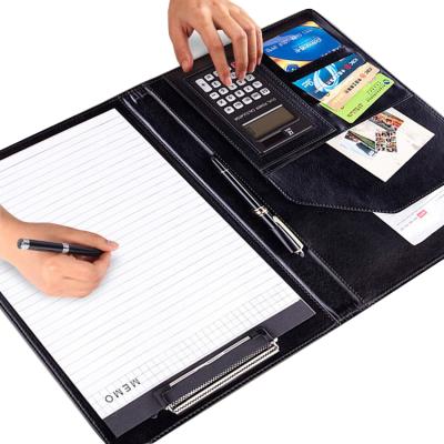 China Promotion/Professional School/Office Business Conference PU Leather Folder With Calculator for sale