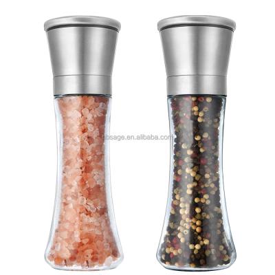 China Direct Selling Viable Salt and Pepper Mills Glass Bottles Grinder with Salt Free Himalayan Gift for sale