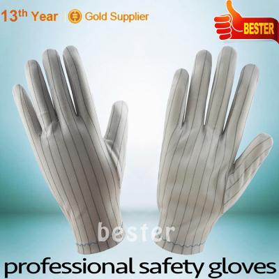 China Cheapest ESD Polyester Latest Antistatic White Gloves With Carbon Yarn for sale