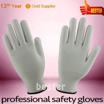 China With white PVC dots on the palm; black mandatory upper level professional working construction knitted gloves for sale