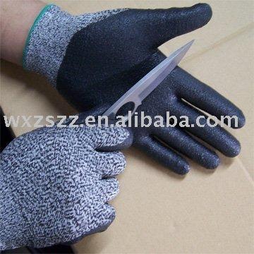 China Tuffalene cut resistant fiber working glove with foam nitrile palm coated ZS203 for sale