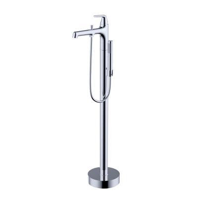 China Without Sliding Bar Brass Floor Free Standing Bathtub Faucet for Bath Water Luxurious Shower Tub Mixer Faucet for sale