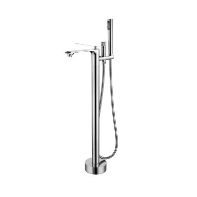 China Without Free Faucet Modern Simple Brass Floor Stand Bathroom Sliding Bar Bathtub Shower Mixer Tap Freestanding Faucet for sale