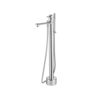 China Without Free Hand Held Brass Bathroom Tub Faucet Floor Mount Shower Sliding Bar Tub Mixer Faucet for sale