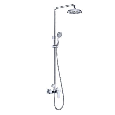 China With Modern Exposed Wall Mounted Sliding Bar Shower Control Bathroom Faucet Bath Water Faucet Shower Head Mixer Faucet System for sale