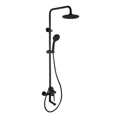 China With Sliding Bar Mat Black Shower Set Contemporary Exterior Wall Mounted Bath Mixer For Bathroom for sale