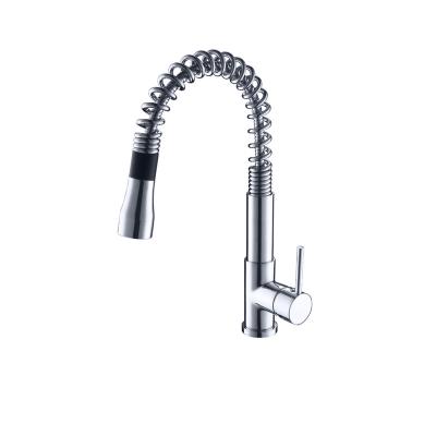 China Pull Out Single Sink Mixer Spray 360 Rotation Kitchen Water Faucet Handle Brass Faucet To Pull Out Kitchen Faucet for sale