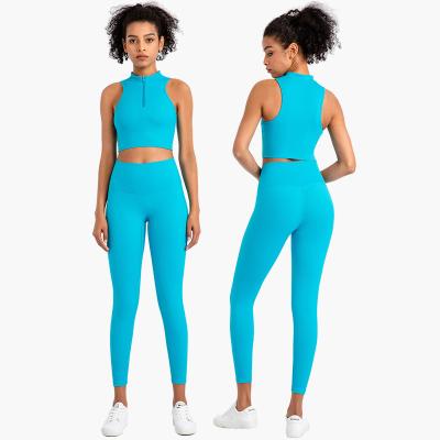 China Breathable Nice Zipper With Brilliant Muti Colors Workout Set Women Active Wear Gym Fitness Clothing Plus Size Active Wear Sets for sale