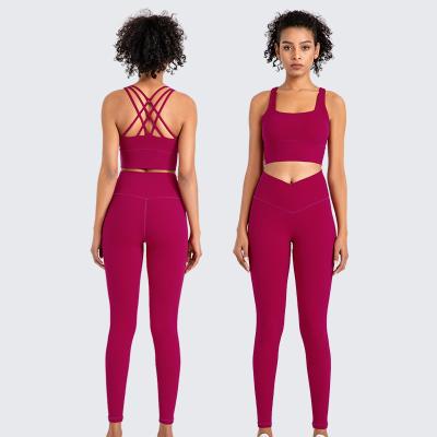 China Breathable Tiktok plus size active wear sets high impact sports bra high waist women yoga pants leggings for sale