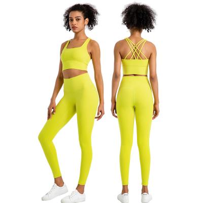 China Amazon Wear Butt Lift Gaiters Breathable Workout Leggings Women Active Sports Bra Women Gym Sets for sale