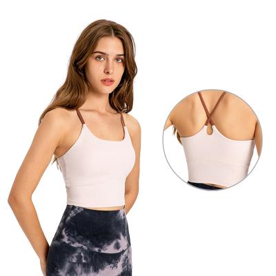 China Custom New Arrival Tank Top Women Clothing Cross Body Shoulder Strap Training Custom Female Gym Wear for sale