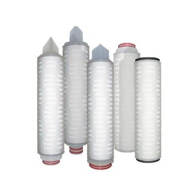 China Food 10 Inch 0.2 Micron Hydrophoily Wine Filter PTFE Pleated Membrane Micropore Industrial Filter Cartridge for sale