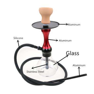 China Aluminum Alloy+Glass Portable Aluminum Hookha Hookha Hookah Shisha Smoking Custom Glass Hookah for sale