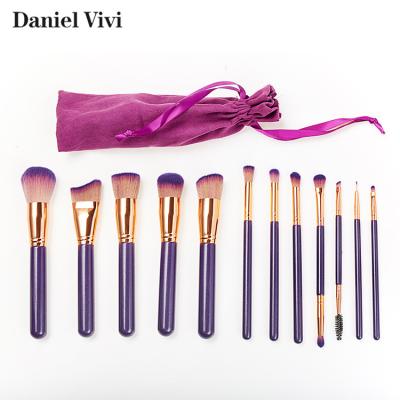 China Angular Blush 12 Pcs Wholesale Luxury Logo Custom Private Label Makeup Professional Brush Set With Bag for sale