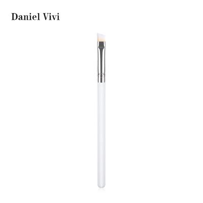 China Angular Blush Premium Aluminum Long Handle Logo Simple White Flat Eye Brush Makeup for sale