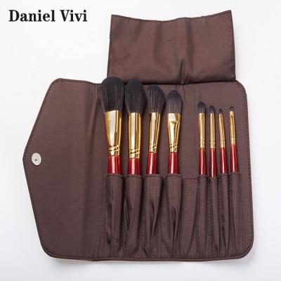 China Angular Blush High Value Luxie 8pcs Cheap Red Makeup Brush With Makeup Brush Bucket for sale