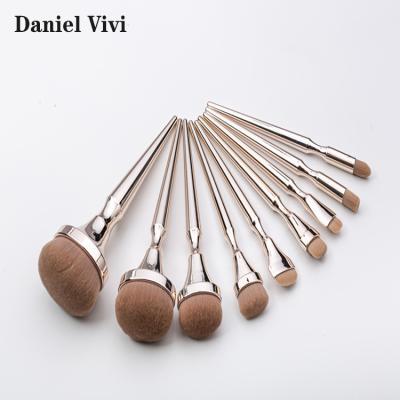 China Angular Blush Bulk Brush Rose Gold 9pcs Private Label Vegan Makeup Kit for sale